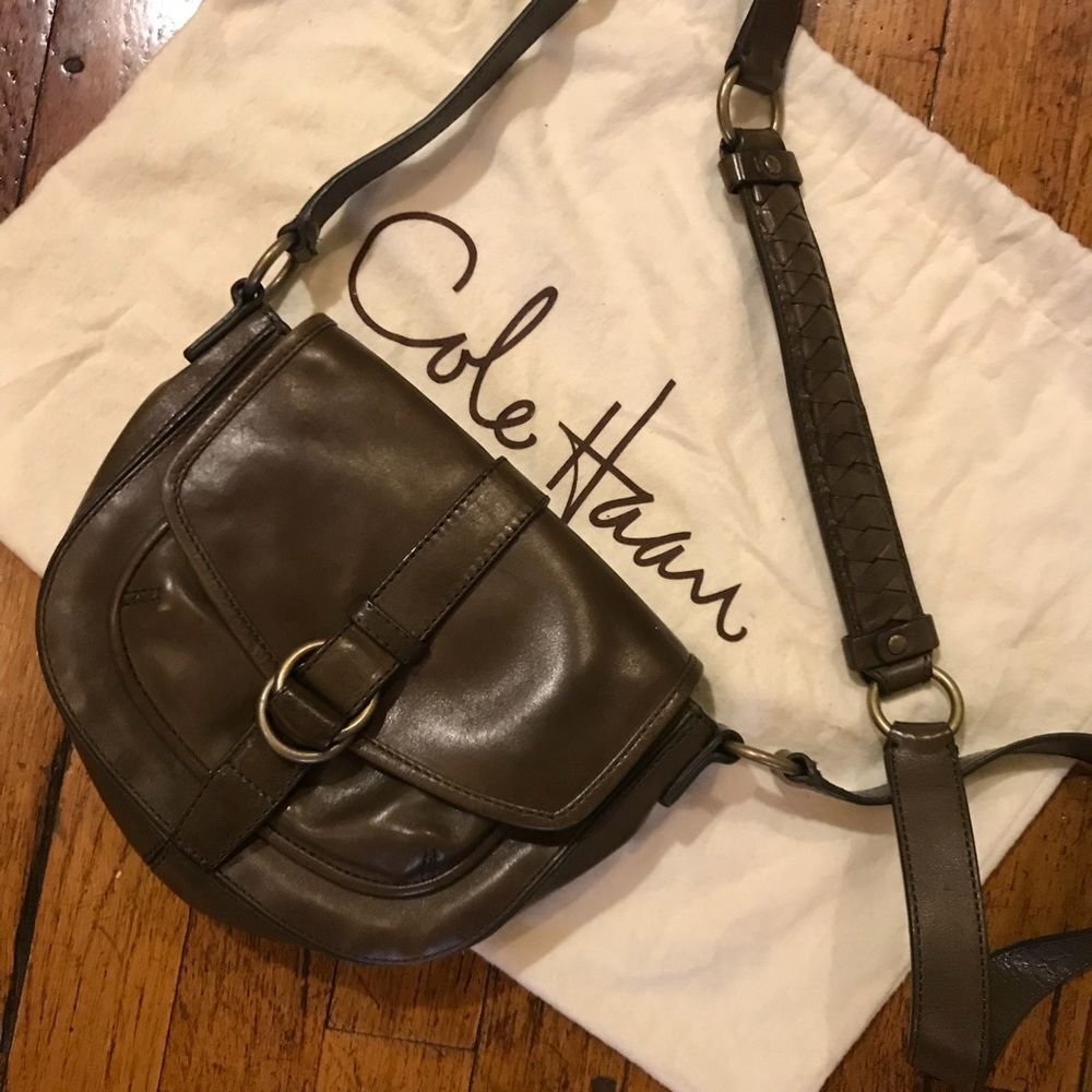 Cole Haan Classic Leather Crossbody Bag Olive Green with Dustbag (Orig. $280)